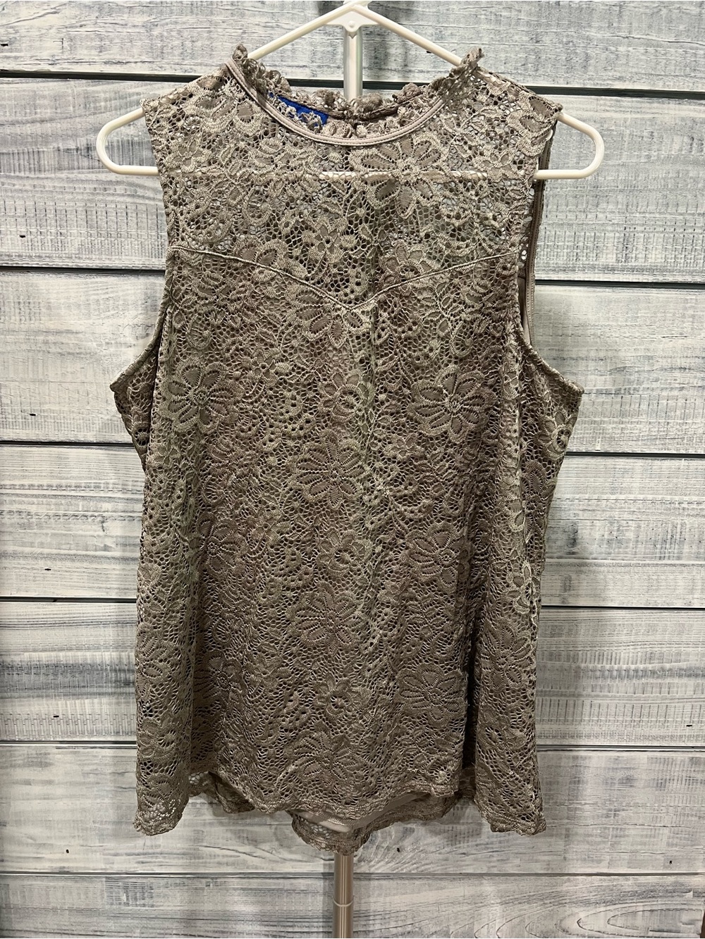 Apt. 9 Lace Mock Neck Sleeveless Top - Taupe